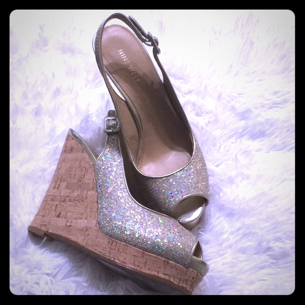 Silver Glitter Wedge